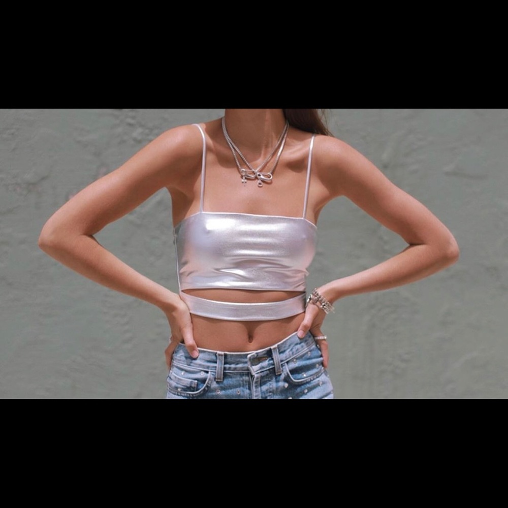 WORN ONCE - metallic cut out crop top from LF